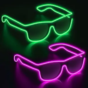 Wireless Led Light up Glasses 2 Pack Glow in The Dark Neon Rave Glasses for Rave Party, EDM, Halloween, Christmas (Green + Pink)