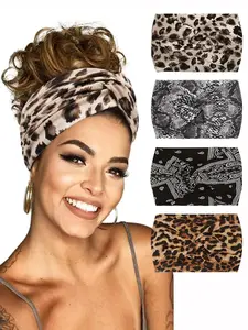 Leopard & Paisley Print Hair Band, Prom Hairstyles 2024 Casual Elastic Adjustable Headband for Women & Girls, Fashion Hair Accessories for Daily Wear for Various Hairstyle Use