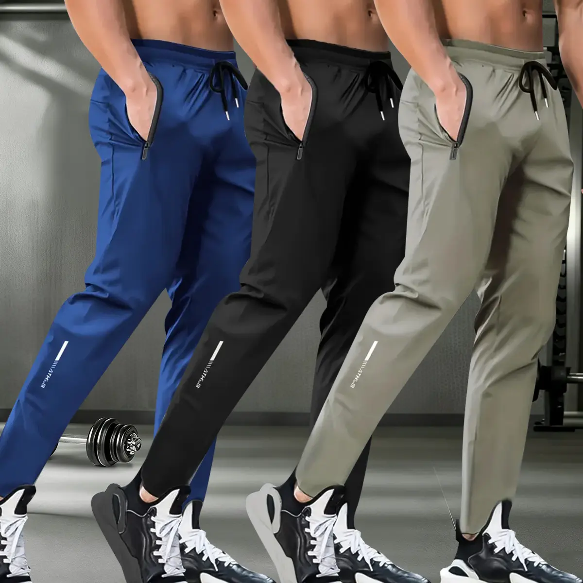 Khaki + Black + Blue