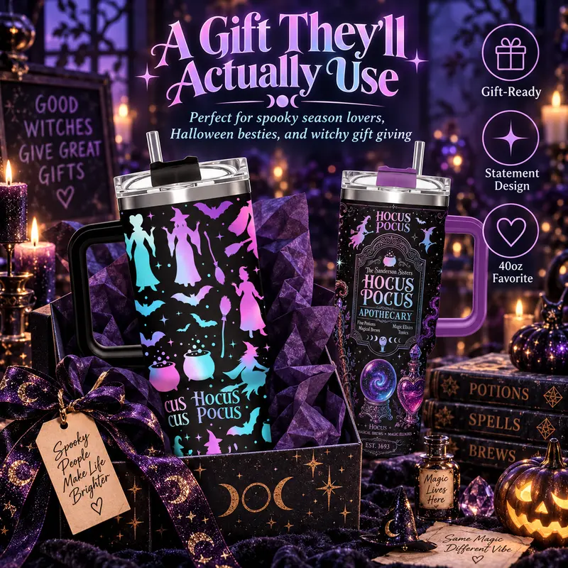 Halloween Tumbler, Hocus Pocus Apothecary Tumbler with Handle, Sanderson Sisters Magic Potion Design Cup, Spooky Halloween Travel Mug, Halloween Gift, Witchy Aesthetic Gift, 40oz Stainless Steel Tumbler Halloween Tumbler, Hocus Pocus Apothecary Tumbler with Handle, Sanderson Sisters Magic Potion Design Cup, Spooky Halloween Travel Mug, Halloween Gift, Witchy Aesthetic Gift, 40oz Stainless Steel Tumbler