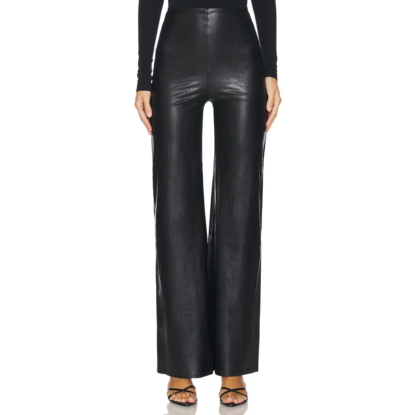 Commando Faux Leather Wide Leg Pant in Black