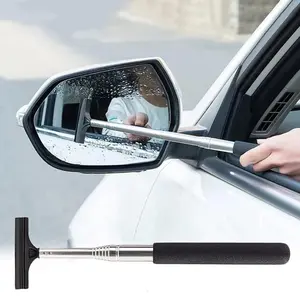Car Rearview Mirror Rain Wiper, Retractable Glass Squeegee, Portable Long Handle Cleaning Tool, Mini Car Cleaner, Universal Fit ()