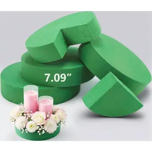 4-Pack Round Green Floral Foam - For Both Fresh & Artificial Flowers. Dry or Wet Use, 7.09 Inch Diameter. Essential Flower Arranging Supplies for DIY, Weddings, or Professional Use