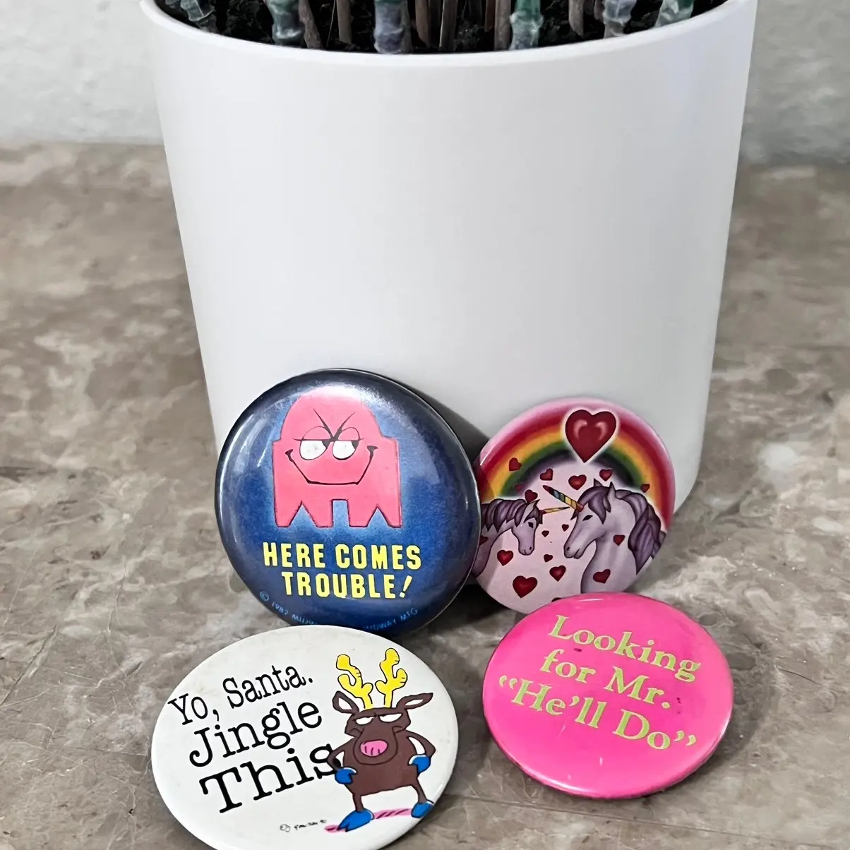 Vintage 80’s Buttons/Pins NOSTALGIA