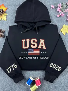 USA 250th Anniversary Embroidered Crewneck, America 1776–2026 Sweatshirt, Patriotic Eagle American Flag Hoodie, Varsity Letter Shirt