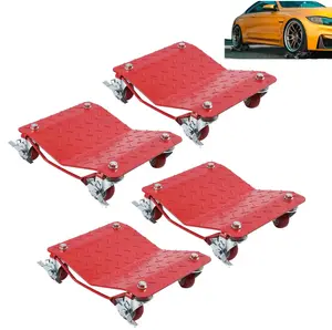 Heavy Duty 8000lbs Car Wheel Dolly Set of 4 - V-Shaped Anti-Skid Lockable Wheels - Global Vehicle Rollers for Cars, Trucks, SUVs, Trailers, Motorcycles, Boats, Tractors - Color: System Default