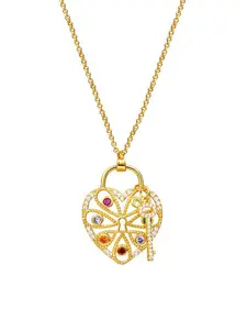 Women's Heart Lock Chain Necklace, Trendy Sweet Gift for Festivals, Beautiful Collarbone Jewelry for Her