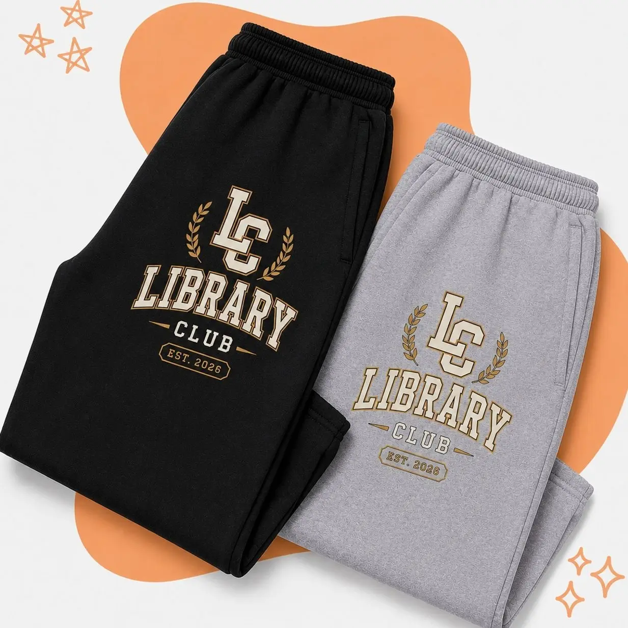 Library Club Sweatpants for Men and Women, Oversized Fleece Joggers, Soft Cotton Blend, Elastic Waist, Relaxed Fit, Y2K Streetwear Style, Cozy Lounge Pants, Perfect for School, Gym, Travel and Everyday Wear D