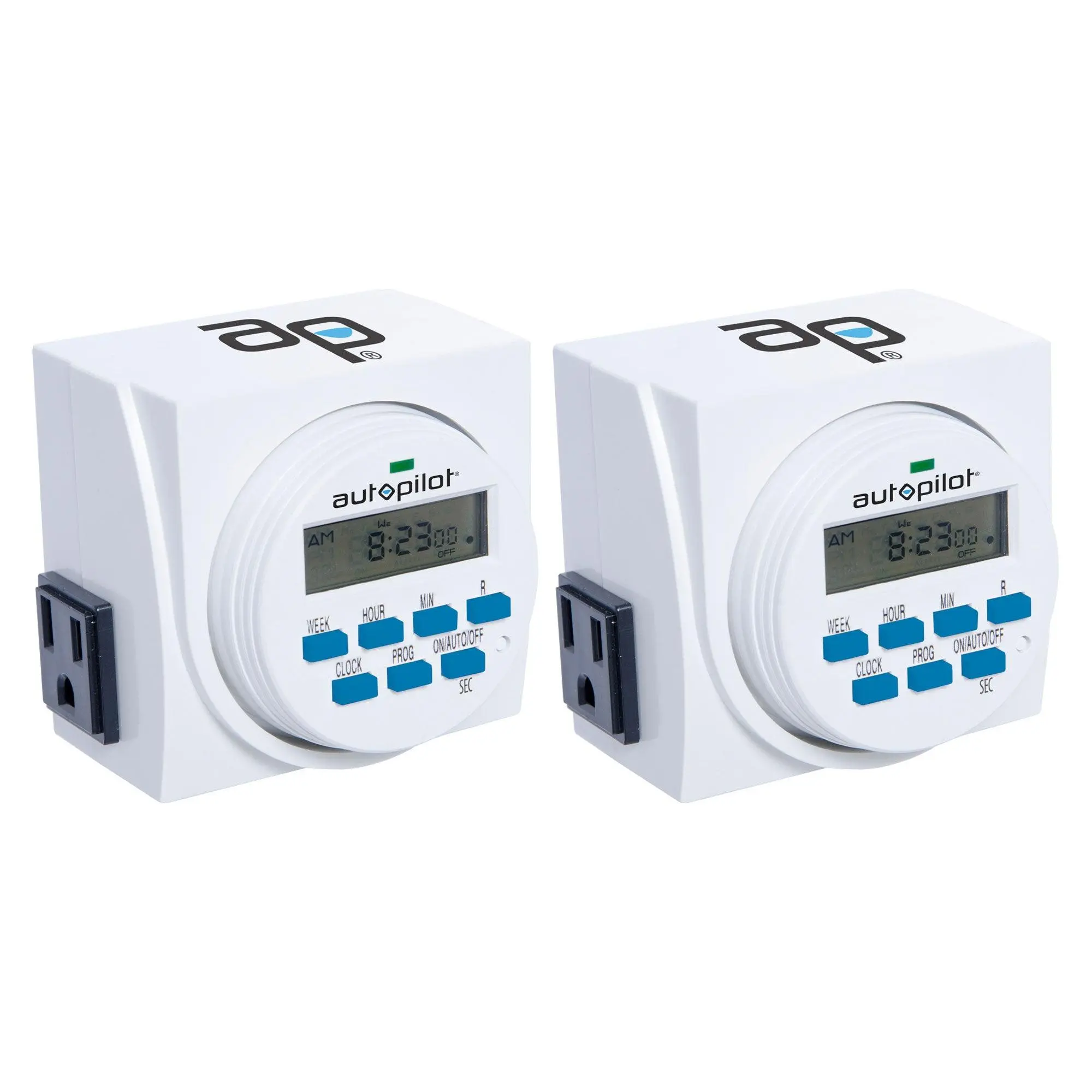 Autopilot 7 Day Dual Outlet Digital Programmable Light Timer Controller, 2 Pack Autopilot 7 Day Dual Outlet Digital Programmable Light Timer Controller, 2 Pack