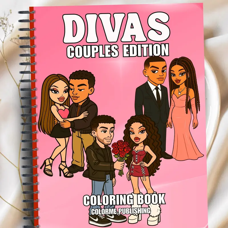 Divas Couples Edition Fashion Coloring Book: 30 Coloring Pages, Dolls - Spiral Edition Physical Book