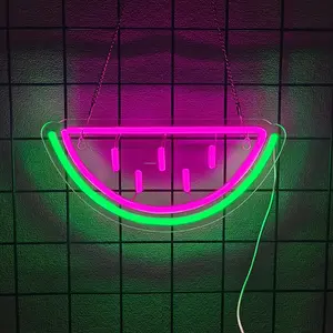 Watermelon Neon Sign USB Operated Acrylic LED Neon Light Fruit Art Decorative LED Light Signs for Home Bedroom Bar Birthday Party Wedding Office Lounge Patio Christmas