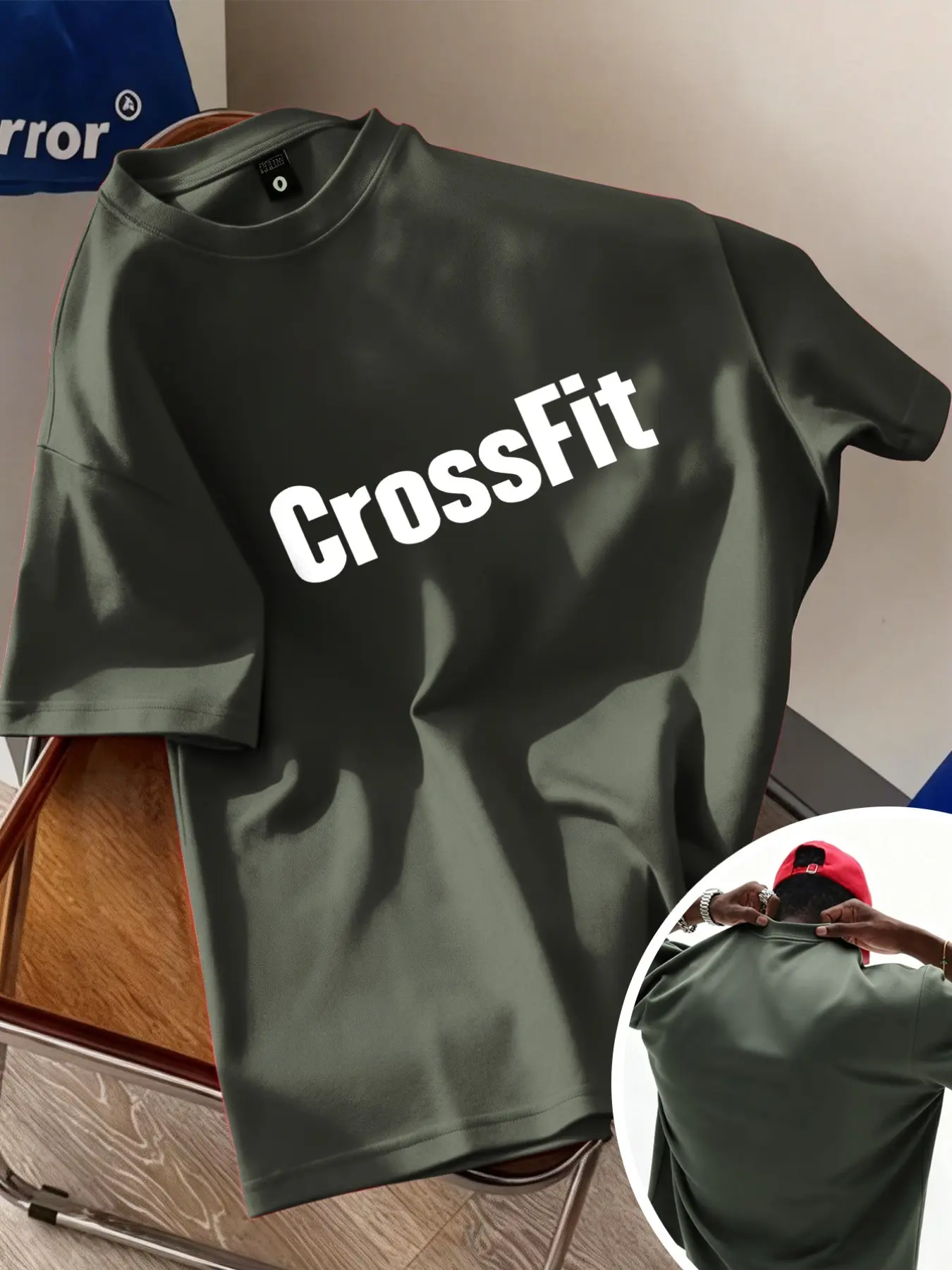 Crossfit Professional Sport Brand Printed Short Sleeve Gym T-Shirt, Loose Round Neck Casual Daily Wear, Fitted Long Pattern Tee, Gym Workout Wear