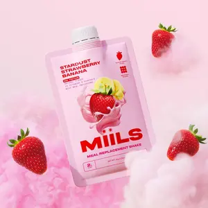 Miils Stardust Strawberry Banana Meal Replacement Shake - 19g Protein, 4g Sugar,  Milk Crispies, Gluten-Free, Soy-Free, 22g Protein Shake Meal Plan