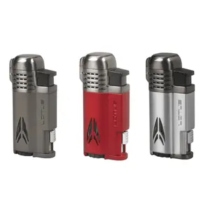 Lotus Defiant L65 Quad Jet Lighter w/ Punch - Wind-Resistant, Retractable Punch, Large Control, Fuel Level Window, Durable Metal Housing