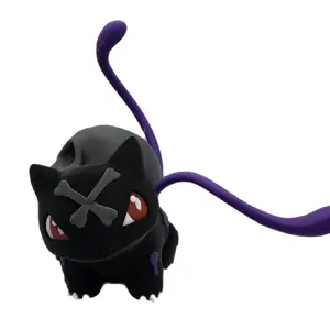 Skullbasaur - Spooky Gothic Reimagining of Bulbasaur with Sleek Black Body Glowing Red Eyes & Purple Vines Collectible Toy for Pokémon Fans and Halloween Decor
