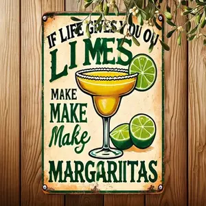 SHEIN Retro "Make Margaritas" Metal Wall Sign 8x12 Inches, Vintage Tequila Lime Rustic Iron Wall Art Decor for Bar Kitchen Home