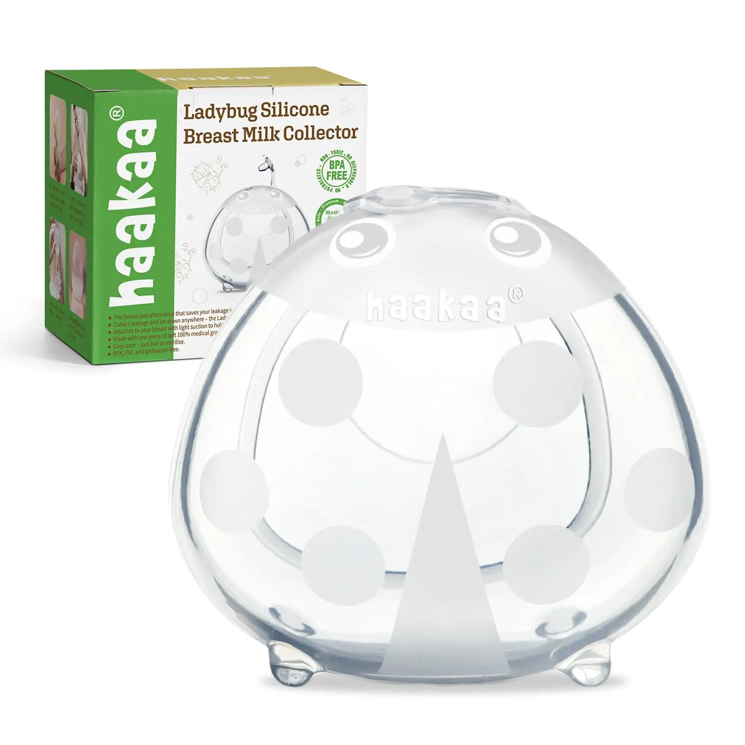 haakaa Ladybug Silicone Breast Milk Collector - Breast Shells Nursing Cup for Breastfeeding, Protect Sore Nipples, Extra-Soft and Reusable