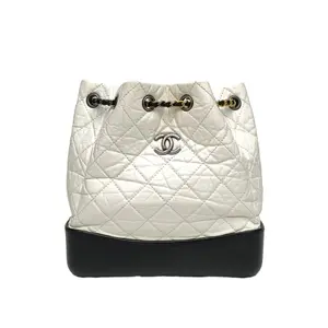 Pre-owned CHANEL leather Tote Bags GABRIELLE Travel Backpack Small Size 22.5cm White C 26 inch Gold and Silver Buckles Black Base