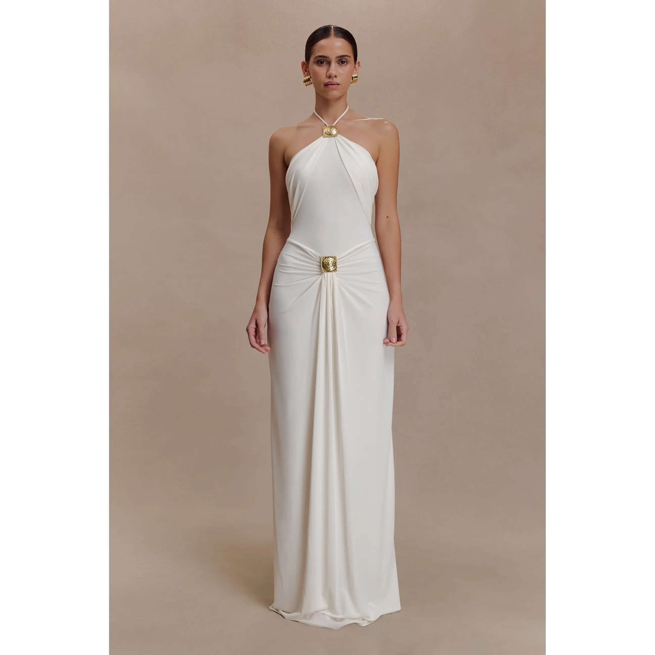 Quincy Halter Maxi Dress With Hardware - Ivory