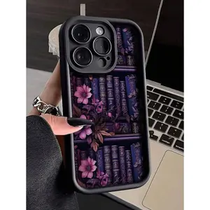 Flower Painted Grooved Black Painted Soft Shell Case  Suitable For Use With Iphone17/17Air/17pro/17promax/16/16PROMAX/Iphone15 XR /7/8 Iphone15Promax/12PROMAX/13PROMAX/14PROMAX 13 14 11 12p14XS.XR
