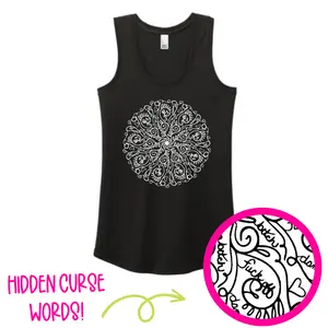 Funny Hidden Curse Word Mandala Racerback Tank