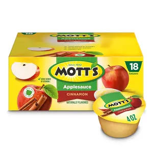 Cinnamon Applesauce, 4 Oz Cups, 18 Count, No Artificial Flavors, Good Source Of Vitamin C, Nutritious Option For The Whole Family