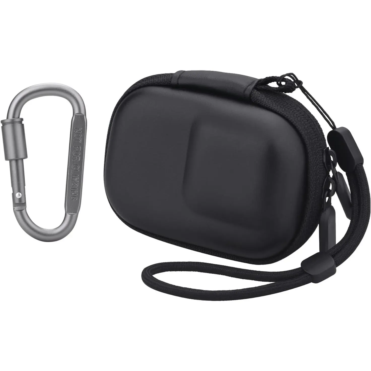 Carrying Case for DJI Osmo Action 5 Pro/6/4/3, Small Storage Bag for GoPro, PU Hard Travel Protector Case for Insta360 Ace/Ace Pro/2 with Wrist Strap & Carabiner Protective Accessories(Black)Gift.