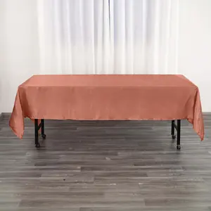 Satin Rectangular Tablecloth 60"x102" Terracotta (Rust) - Wrinkle-Resistant & Durable Table Cover