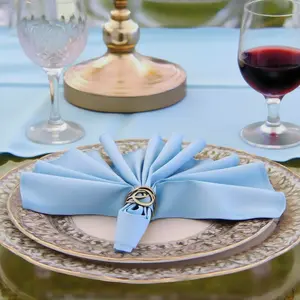 Baby Blue Cloth Napkins Washable 210GSM Heavy-Duty Solid Table Napkins Cloth Bulk, Reusable Napkins with Hemmed Edges for Dinner, Holiday, Wedding, Party & Everyday Use