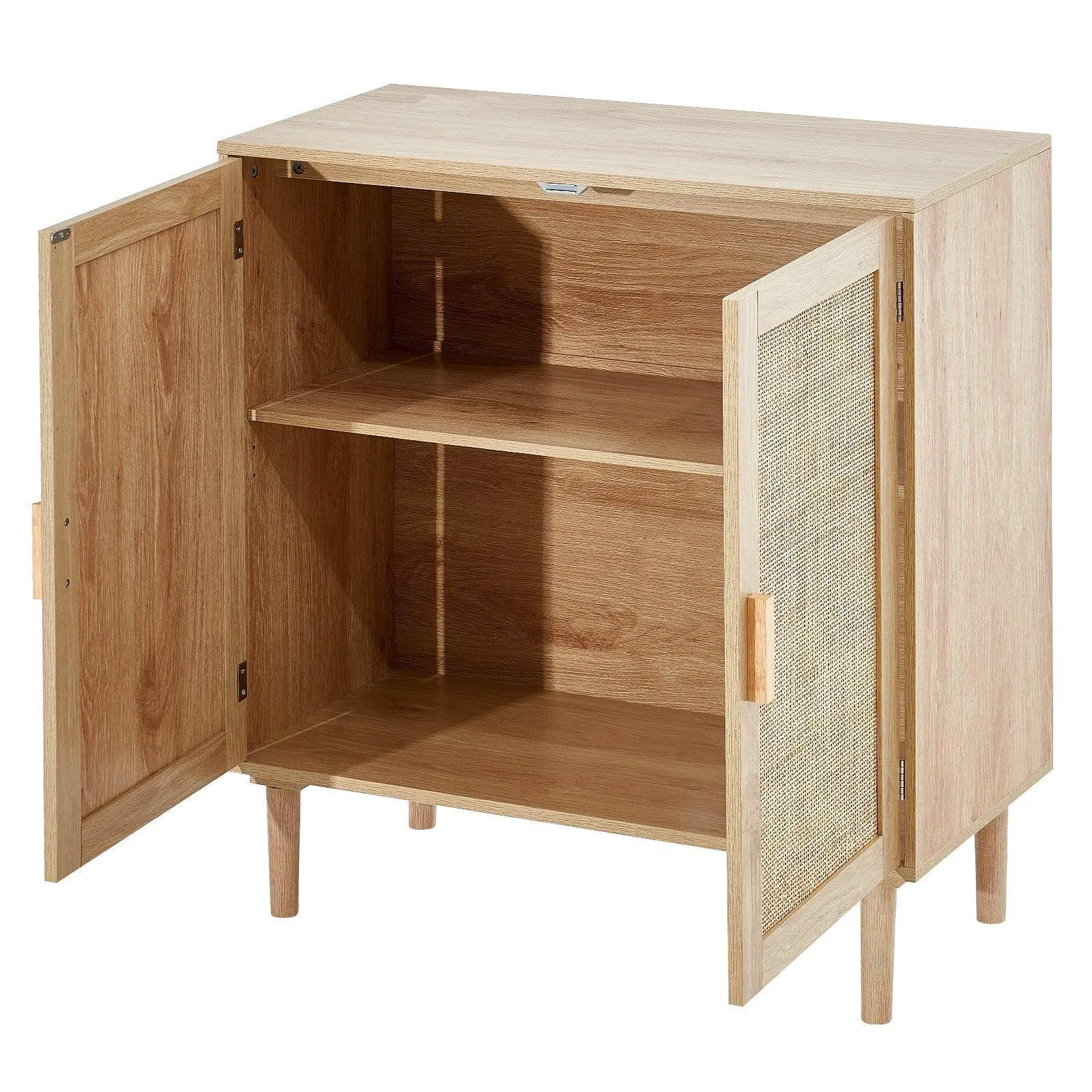 【SummerFinds】Rattan Cabinet Storage with 2 Magnetic Doors & Adjustable Shelves Natural