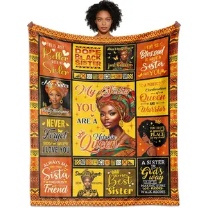 African American Sister Gifts for Women, Birthday Gifts for Sister, Afro Sistar Gift Blanket 60"X50", Encouragement Inspirational Gift Sisters