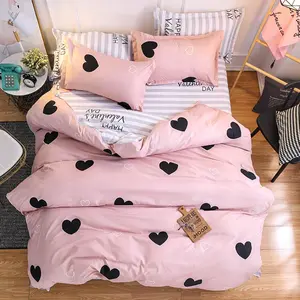Pink Full/Queen Size Love Heart Duvet Cover Lovely Warm Sweet Soft Breathable Bedding Quilt Cover for Kids Girls