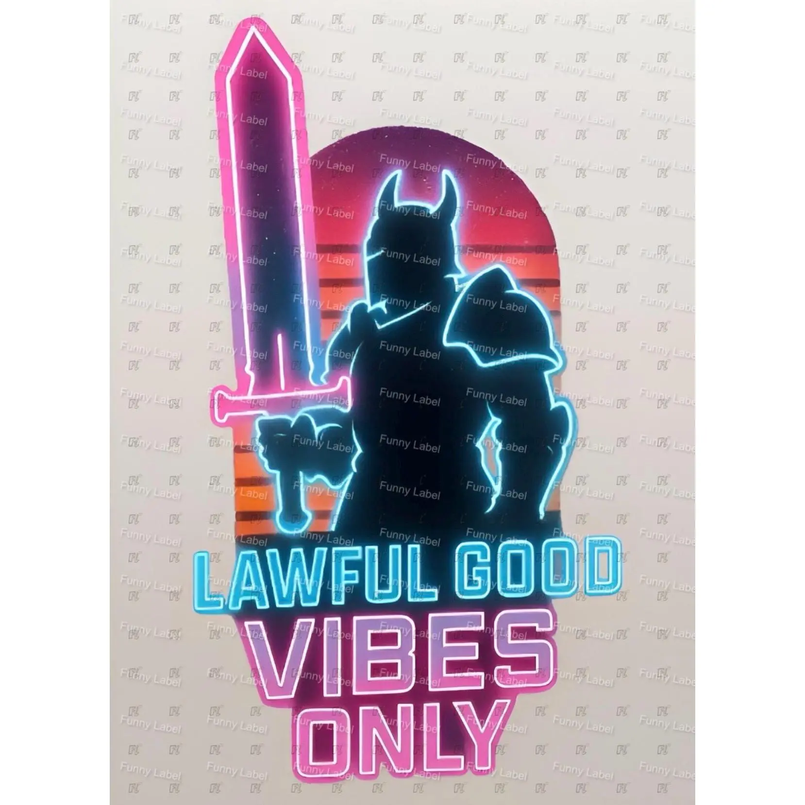 D&D Paladin Silhouette Vinyl Sticker - 3.0x2.0 inch Waterproof, Durable Retro Gaming Decor with Synthwave Visuals, Gaming Humor, Lawful Good Vibes for Tabletop RPG Fans (Toys & Hobbies DIY Scrapbooking Stamping) to Show Off Character Alignment, Stickers