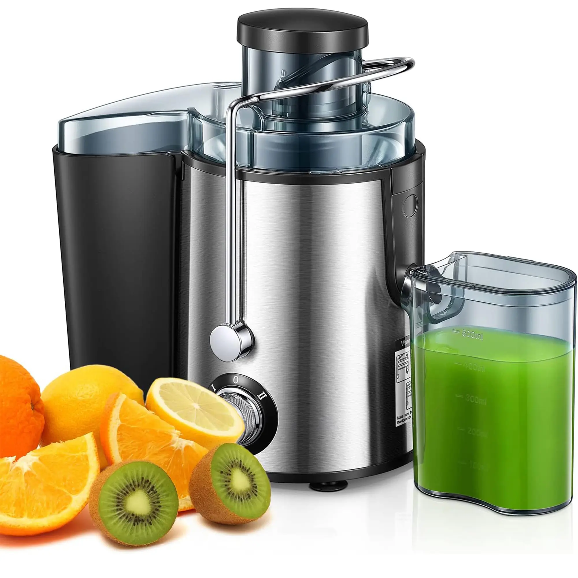 Home Multifunctional Transparent Visible Juicer, Juice Maker, Blender, And Food Processor For Vegetables And Fruits. Large 3-inch Wide-mouth Juicer Extractor, Metal Body Feel, 3-speed Settings, Easy To Clean, Detachable, High Juice Yield, Adjustableuicing