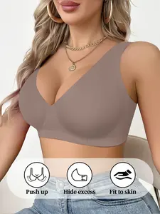 Women's underring-free bra Soft and comfortable breathable for everyday casual elegant sexy jelly bra underwear, wide straps adjustable straps
