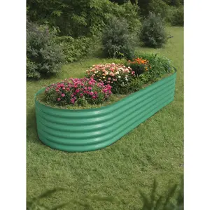 (2-Pack)Galvanized Steel 10x4x1.5Ft Raised Garden Bed – Elevated Planter Box For Indoor/Outdoor Vegetables, Herbs & Flowers, No-Bend Design With Rust-Proof Coating & Tool-Free Assembly,Green