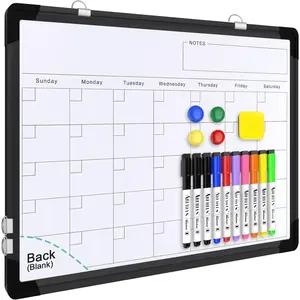 Small Monthly Calendar Dry Erase Whiteboard for Wall, 16in x 12in  Dry Erase Board,  Double-Sided White Board, Portable Board for Drawing, Kitchen, Planning, Memo, School, , Office
