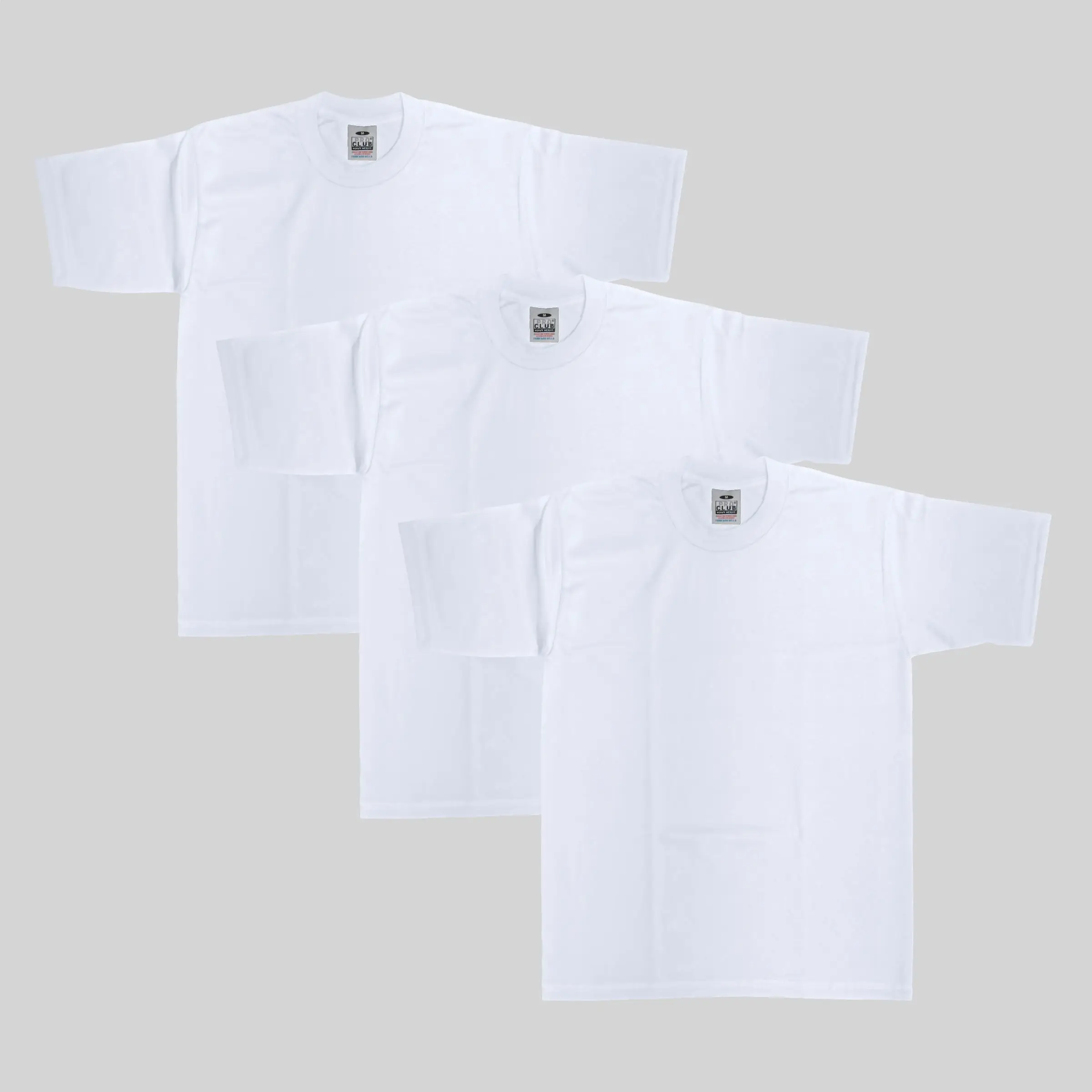 3-Pack Pro Club Men's Heavyweight Cotton Short Sleeve Crew Neck T-Shirt