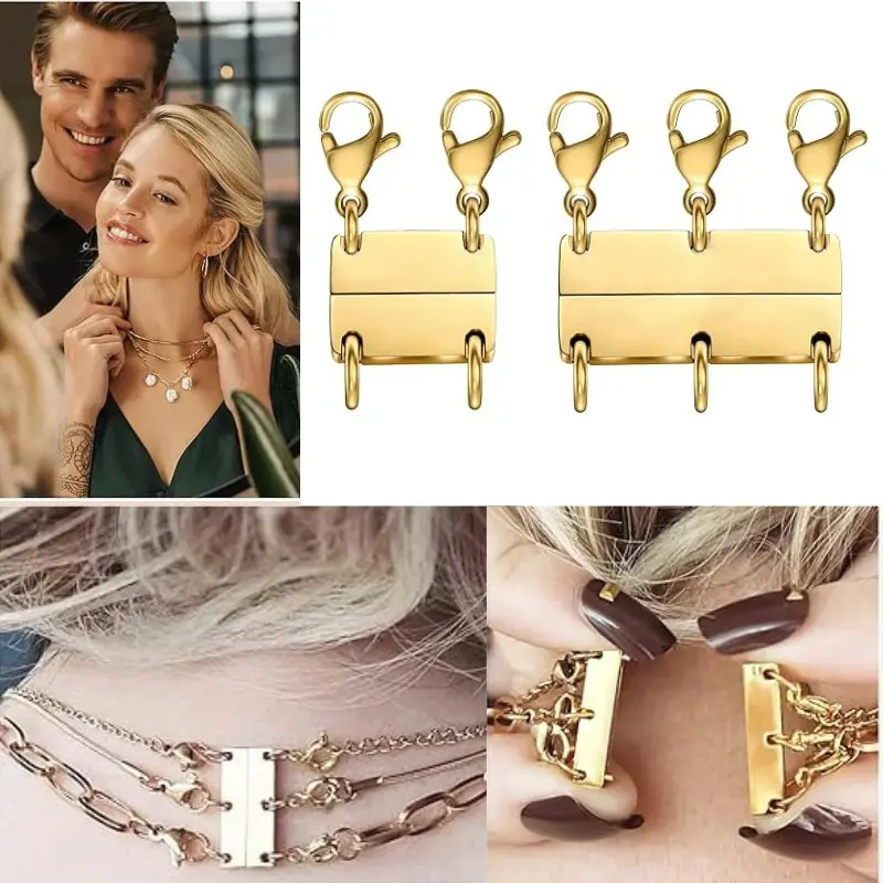 2-Piece Necklace Clasp Set, Stackable Jewelry Organizer, Long Nail Friendly, Easy Operation, Prevents Entanglement, Essential for Layered Necklaces