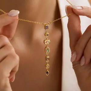 Adjustable Boho Chakra Stone Pendant Necklace Seven Chakra Pave Yoga Jewelry  Gift for Her Christmas Birthday Gift