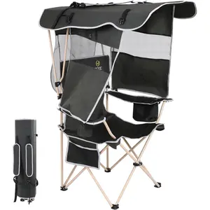Camping Chair with Canopy, Chair with Shades, Sports Chairs, Folding Chair with Canopy, Detachable Shade Canopy, Side-Pocket and Cupholder
