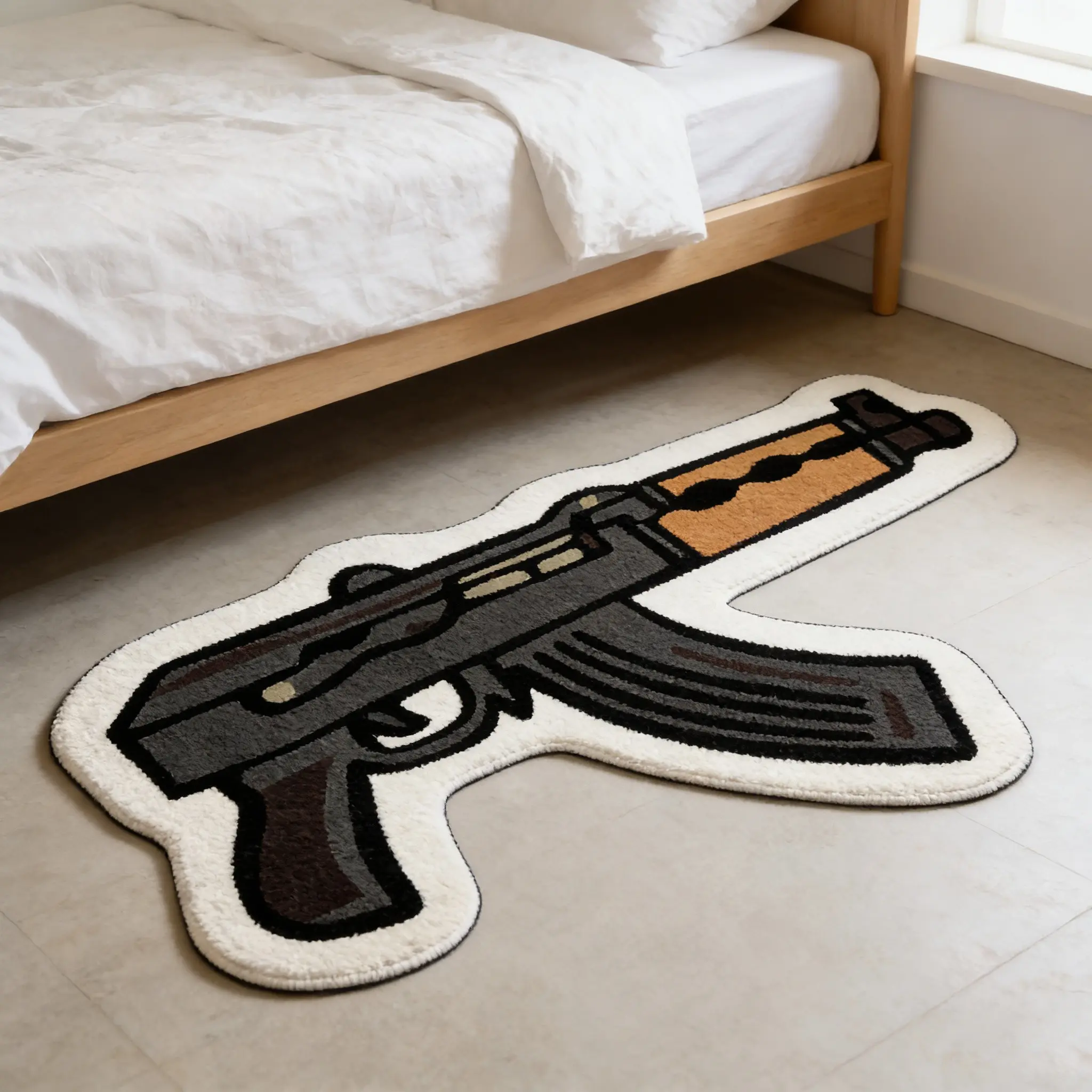 Cartoon Gun Shape Carpet, Soft Plush Touch, Perfect for Gaming Room, Gaming Rugs, Bedroom, Living Room, Restroom, Soft Rug, Home Decor Rug, Fluffy Area Rug, Decorative Rug, Ideal Holiday Gift