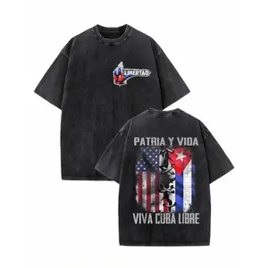 100% cotton Casual Style Men's T-Shirt Patria Y Vida Viva Cuba Libre Flag Design Summer Wear For Cuban Pride Lovers And Freedom Advocates