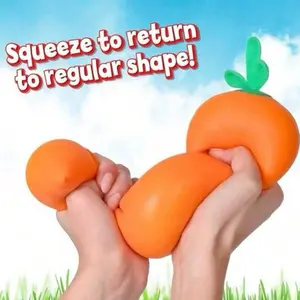 Oversized approx. 12”x3” TPR Giant Carrot Squishy Stress Relief Toy - Unisex Anxiety Fidgets, Portable Sensory Bundle, Fun Playful Design for Kids & Adults Party Gift