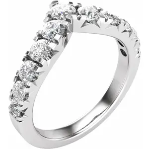 1ct TW Graduated Diamond Wedding Curved Contour Ring 14k Gold Lab Grown
