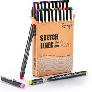 Bianyo Sketch Liner Art Pens - 16 Vibrant Colors & 4 Black Pens, Waterproof Ink for Professional Art, Coloring Books, Journals, and Scrapbooking Projects bible  study  supplies
