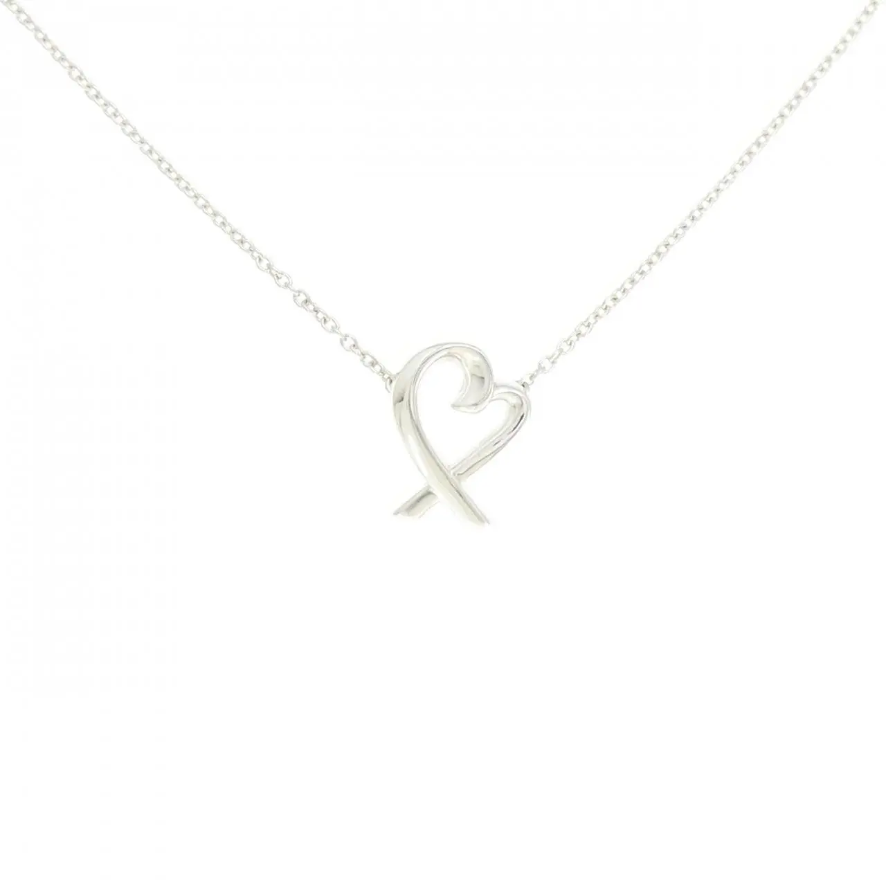 Pre-owned Tiffany & Co. Sterling Silver 925 (Ag925) Small Leather Goods Tiffany Loving Heart 925 Silver Necklace