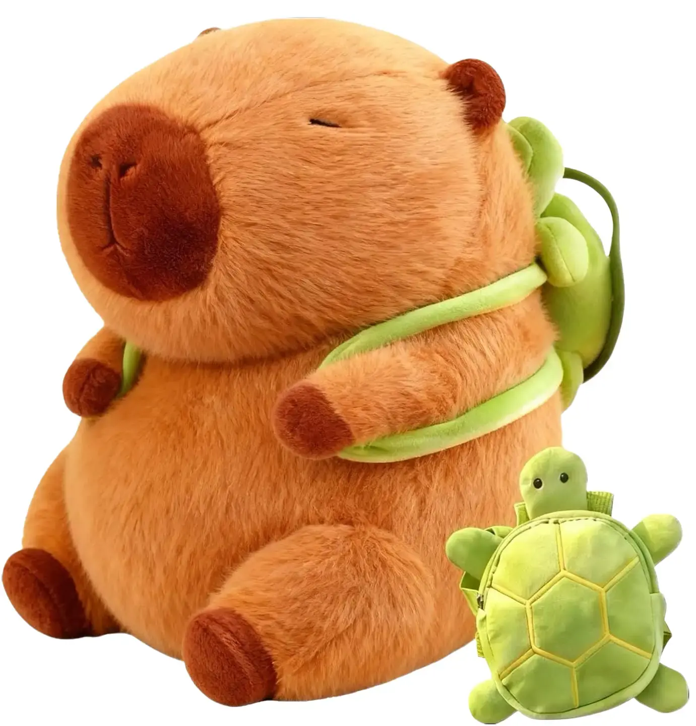 Capybara Stuffed Animal with Turtle Backpack, Kids' Soft Plush Toy for Gifting & Playtime