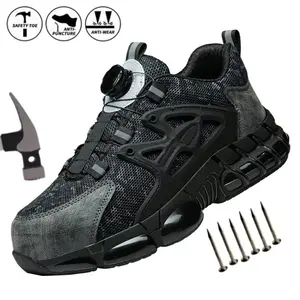 Men's Steel Toe Work Shoes – Breathable, Air Cushion & Swivel Buckle Design, Lightweight & Anti-Puncture for All-Day Safety