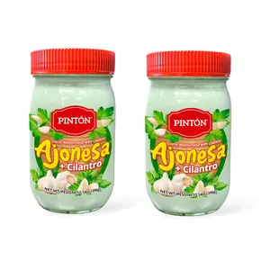PINTÓN Ajonesa Cilantro (2 PACK) Fusion by Pintón Flavor Dip Pack2 Creamy Garlic Mayonnaise with Fresh Cilantro for Meats Fish Seafood and Dips